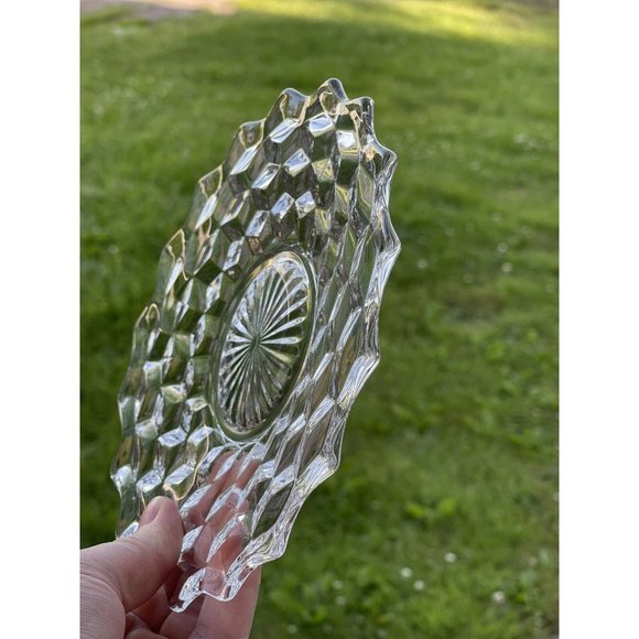 4 Vintage Fostoria American Clear Glass SALAD Sandwich Plate Dessert - Picture 3 of 8